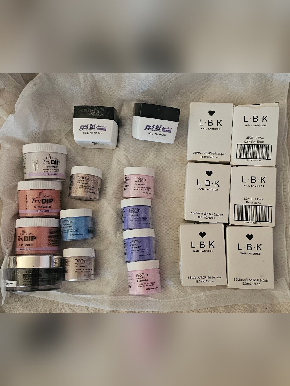 Assorted Dip Powder & Nail Lacquer Set - Pastel Pink, Purple, Blue, White
